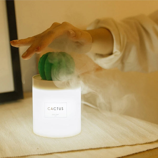 280ML Mini USB Air Humidifier with Soft LED Light Cactus Shape Ultrasonic Mist Maker Fogger for Home Car Bedroom Air Freshener