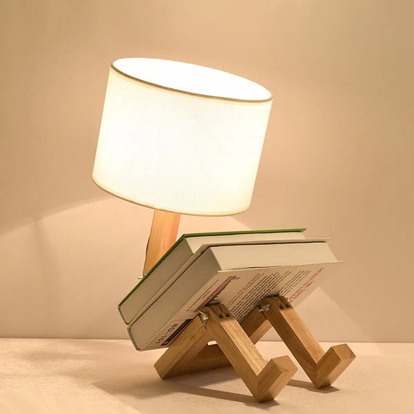 Led table lamp bedside bedroom wood modern minimalist gift storage wood fabric creative Nordic table lamp LB12192