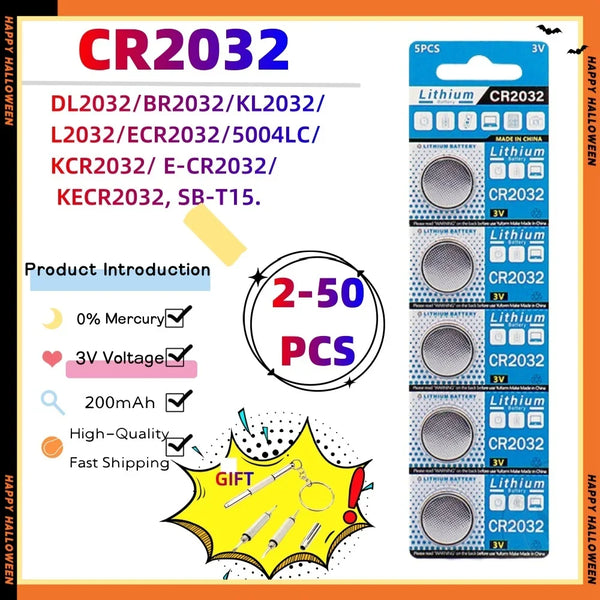 200mAh CR2032 CR 2032 DL2032 ECR2032 3V Lithium Battery For Watch Toy Calculator Car Key Remote Control Button Coin Cells