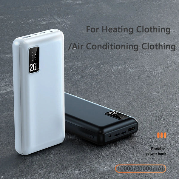 7.4V DC Power Bank for Heated Vest Portable Charger with 20000mAh Battery for Xiaomi Mi iPhone 15 14