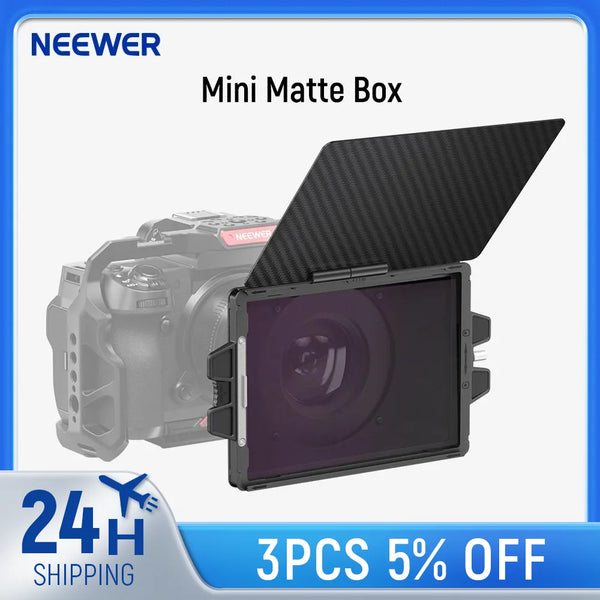 NEEWER Mini Matte Box with 4"x5.65" Filter Tray Carbon Fiber Flag for Mirrorless DSLR Camera Compatible with 67/72/77/82mm Lens