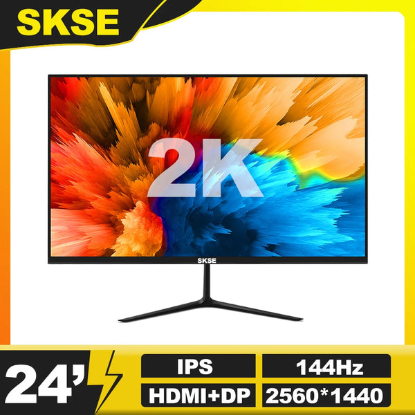 SKSE 24 Inch Monitor 2K 144Hz WFHD IPS Desktop LCD Not Curved  PS4 Gamer Computer Screen DP/HDMI 2560*1440