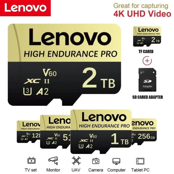 Lenovo 2TB Ultra Memory Card 512GB 256GB SD/TF Flash Memory Card 128GB SD Card 1TB TF Card For Phone Drone Camera Ps4 Ps5 PC