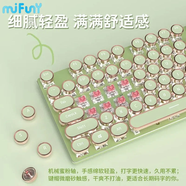 MiFuny V20 Esports Wireless Mechanical Keyboard Bluetooth Wired Office Punk White Light Electroplated Keycaps 108 Keys Keyboards