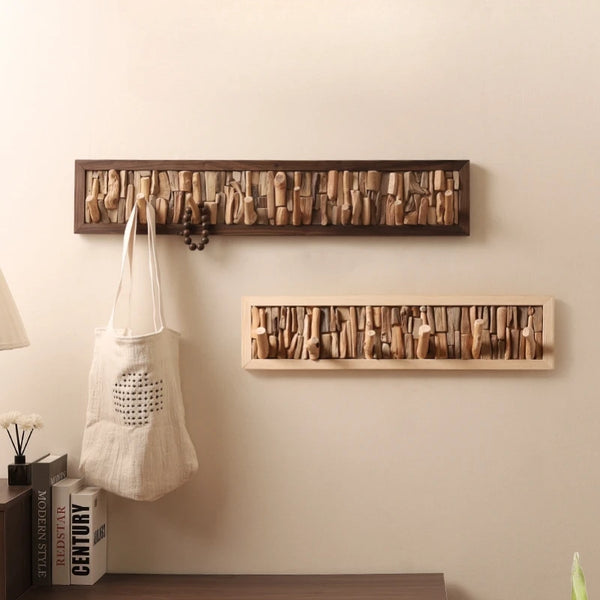 Modern Clothes Hanger with Porch Wall Hanging Storage Natural Solid Wood Coat Racks with Enhanced Stable Load Bearing Design